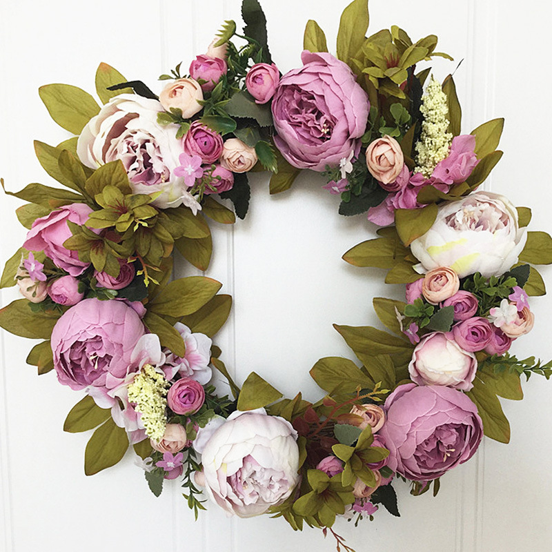 Стена европейского стиля -Hung Home Simulation Peony Flower Ring Door Door Door Coremercoration