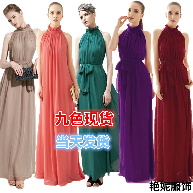 Сверхдлинное шифоновое пляжное платье, вечернее платье, Aliexpress, стиль бохо