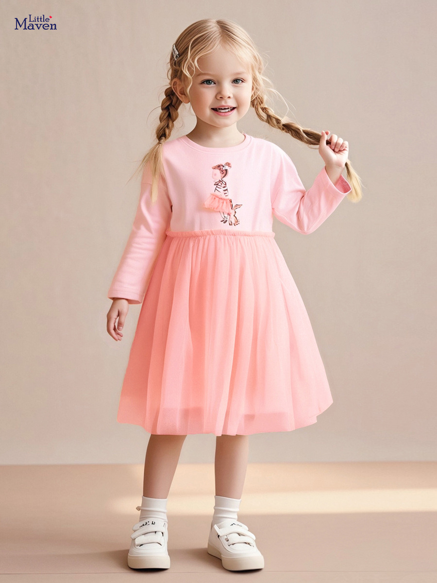 Little maven (Оптовые продажи), осенний милый детский лонгслив, платье, европейский стиль