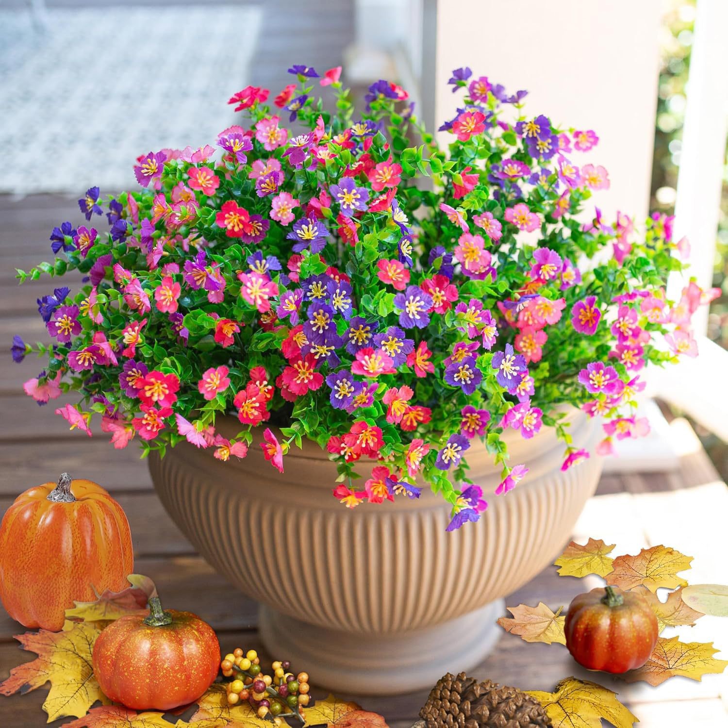 Моделирование цветов 7 вилок для Ugli Fake Flower Purple Lan маленькая ручка зеленые пластиковые цветы дома