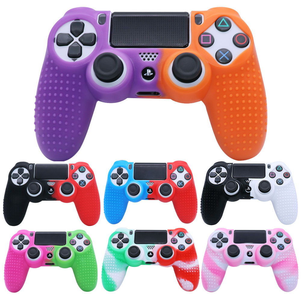 Ручка ручки PS4 Силиконовая рукава P4 Slimo Pro Контрастная цветная камуфляж ручка PS4 защитный рукав с двойным мягким клейкой рукав с мягкой клейкой