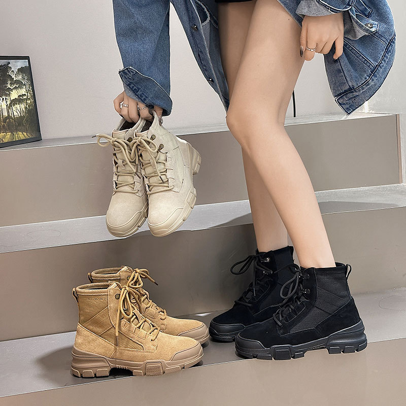 Martens, осенние нескользящие короткие сапоги на платформе подходит для пеших прогулок для скалозалания, сезон осень 2025, тренд сезона, из натуральной кожи, для влюбленных