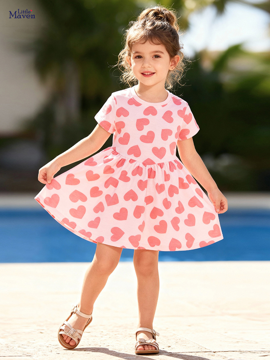 Little maven (Трансграничная торговля), (Оптовые продажи), летнее милое детское платье, европейский стиль