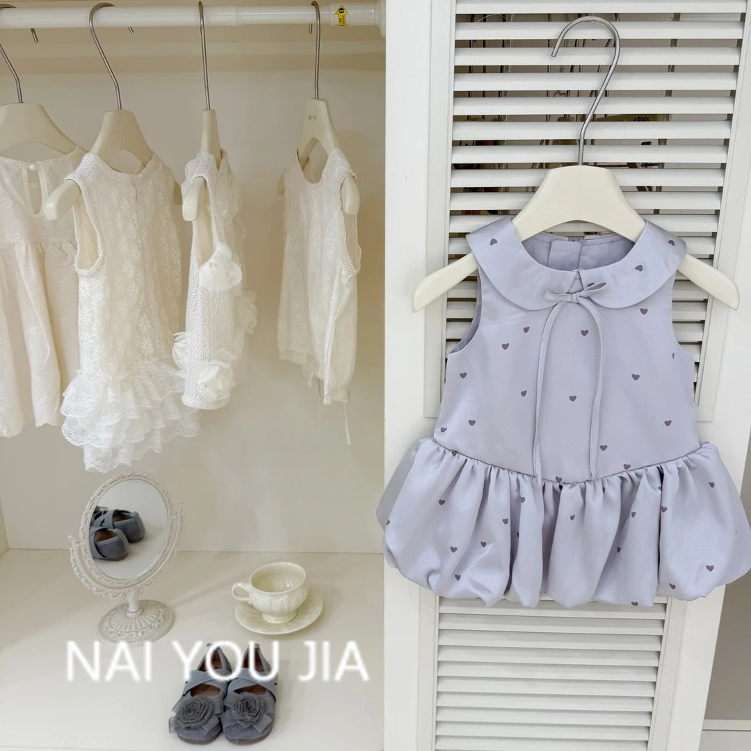 Кремовая детская одежда Оригинальная фиолетовая! Keluli 2025 Girls Summer Purple Purple Love Palace Styled Vest Bud Юбка Тренди