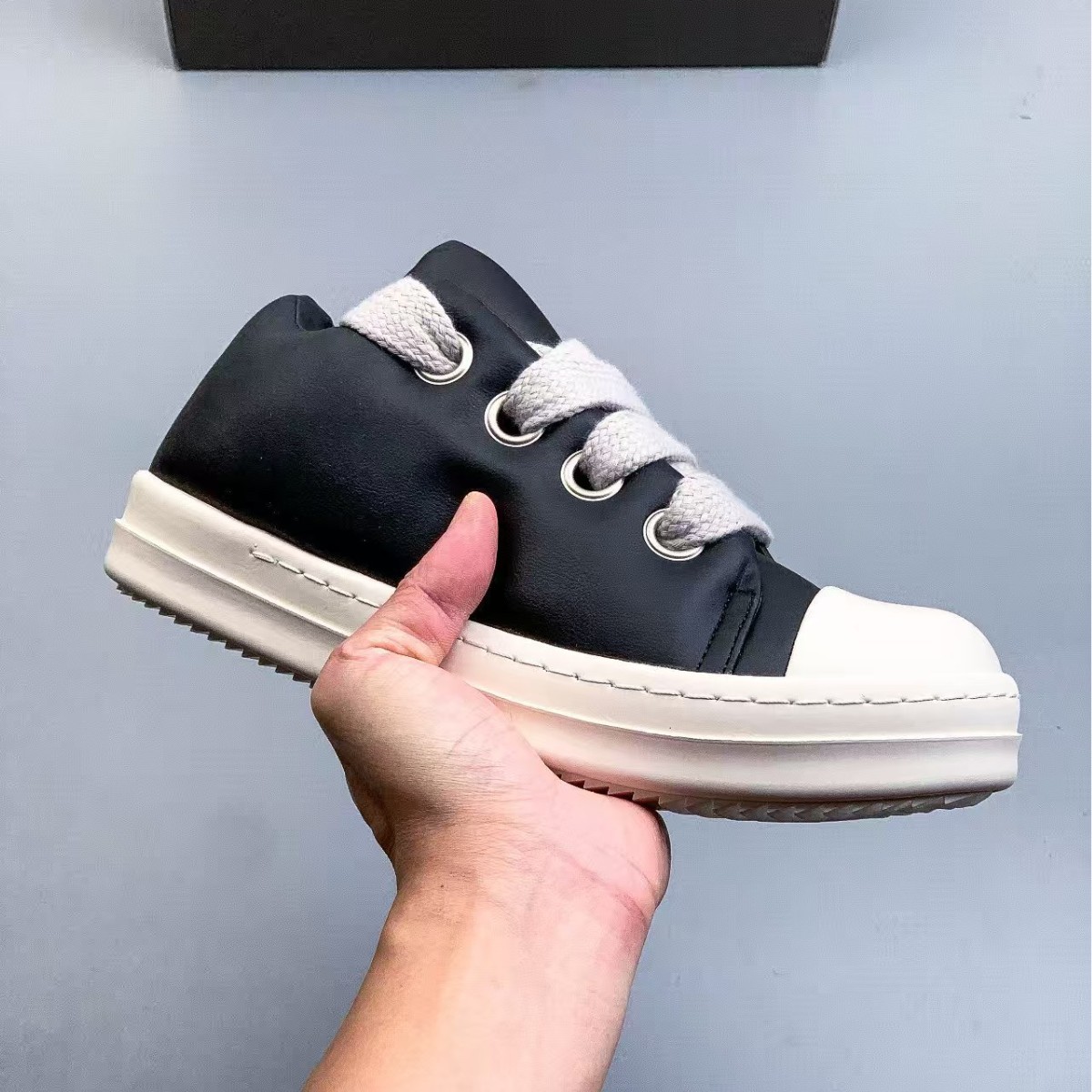 Трансбордерные кожаные повседневные туфли RICK OWENS/RO Hollywood Owens Chubby Little Chubby на толстой подошве