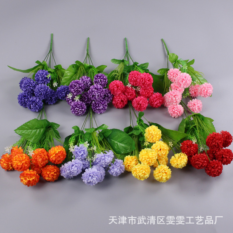 Симуляция цветок 9 Hydclavia Flower Floak Flower Silk Simulation Ball Chrysanthemum Flower Ball маленький руль мебель свадебная инженерия украшения