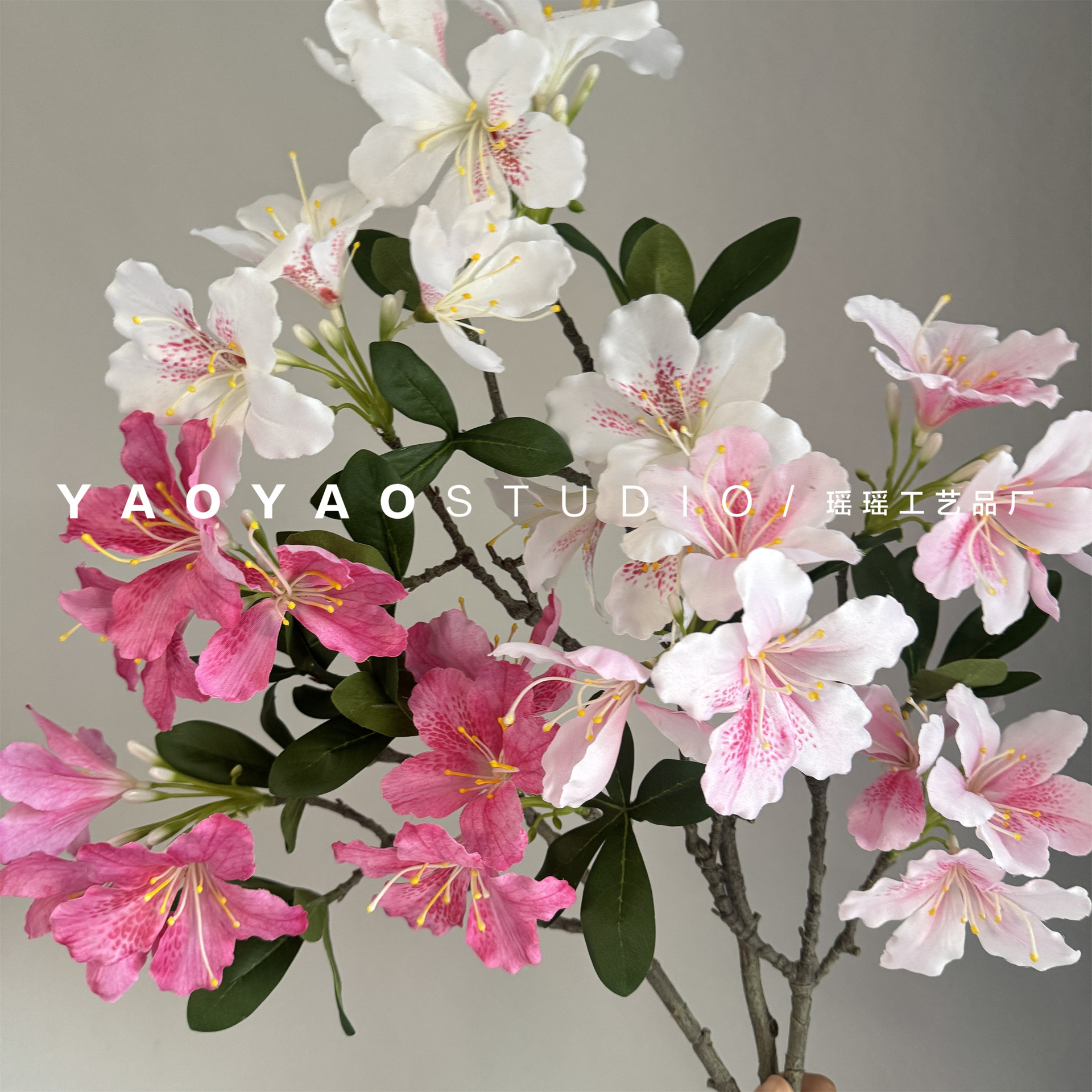 3-х зубчатая азалия, цветочная композиция для дома, украшение, цветок, окно торгового центра, мягкое украшение, розовые цветочные ландшафтные искусственные цветы