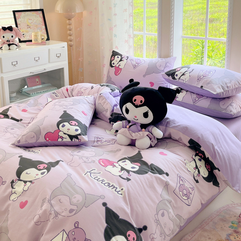 Sanrio, хлопковый мультяшный комплект, пододеяльник, наволочка, 4 предмета, 3 предмета