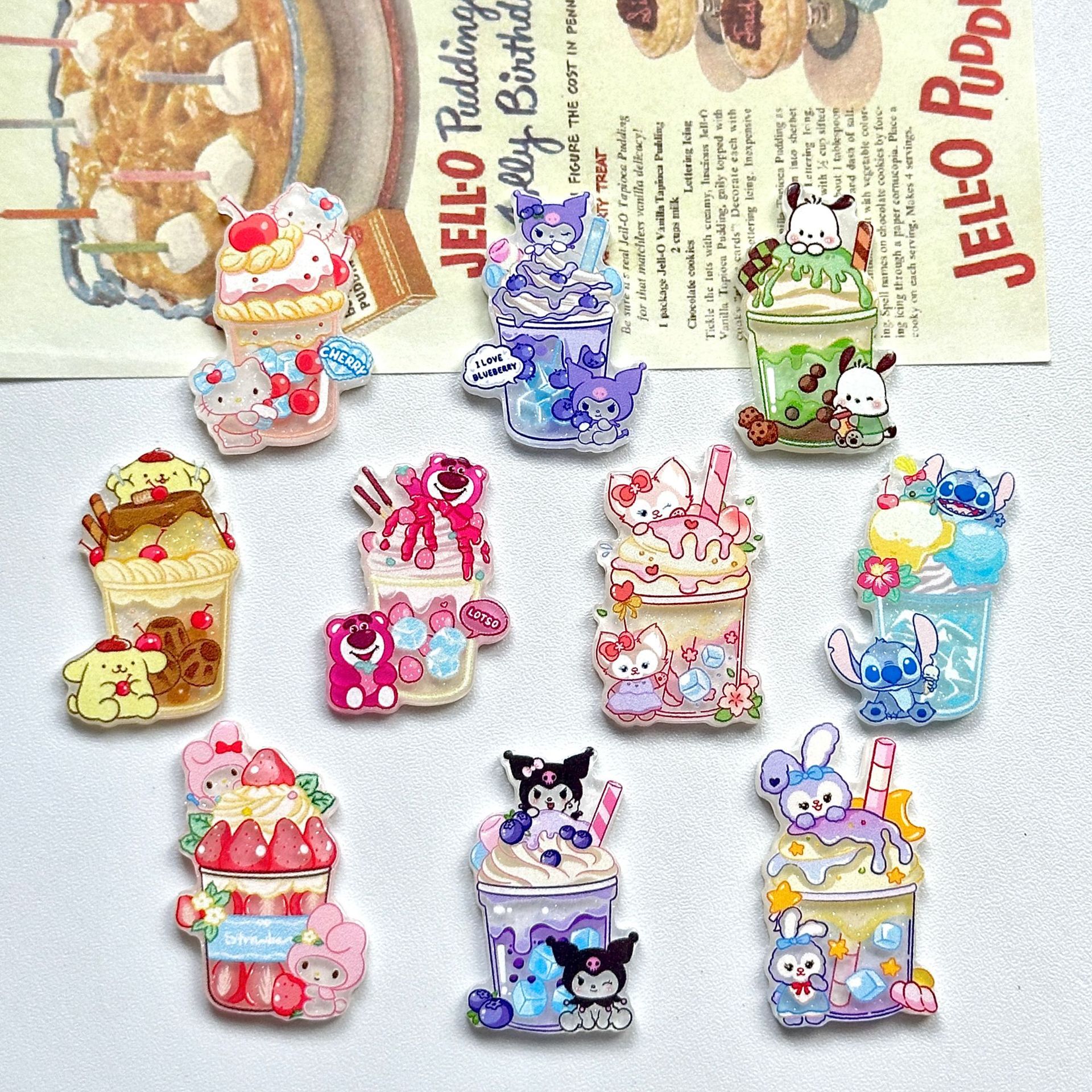Sanrio, мультяшная милая заколка для волос для мороженого, брошь, значок, магнит на холодильник, ювелирное украшение с аксессуарами, DIY