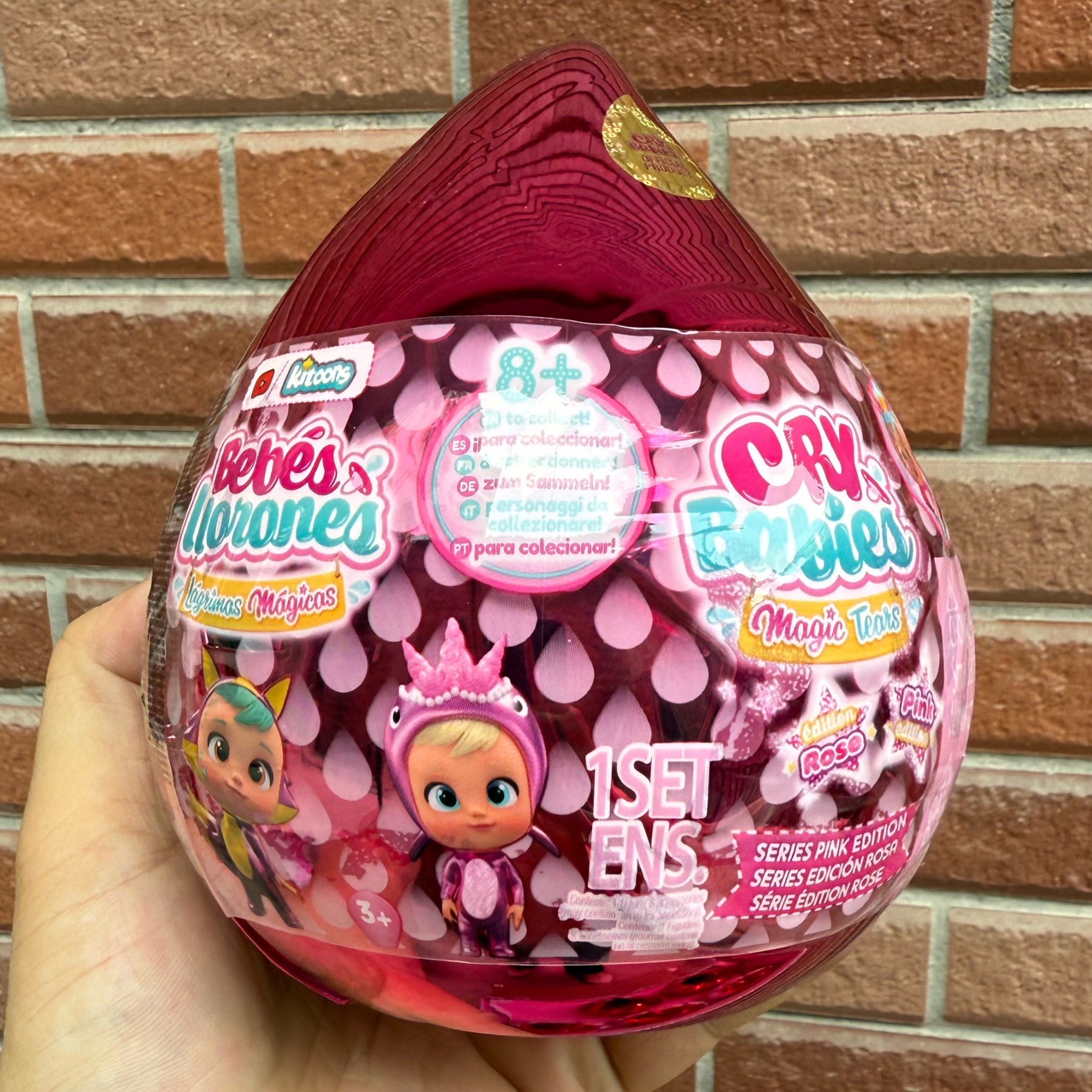 Розовая мини-коллекционная кукла CRY baby Magic Tears с волшебными аксессуарами