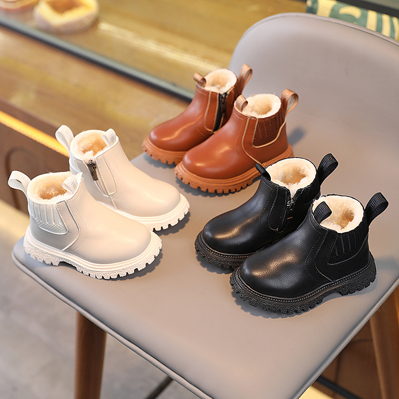 Martens, утепленные детские модные короткие сапоги в английском стиле для мальчиков с молнией, мягкая подошва