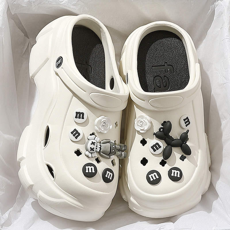 (Оптовые продажи), женские летние нескользящие домашние тапочки в стиле Crocs на платформе для ванной комнаты, подходят для носки на улице, закрытый носок, (в наличии на складе)