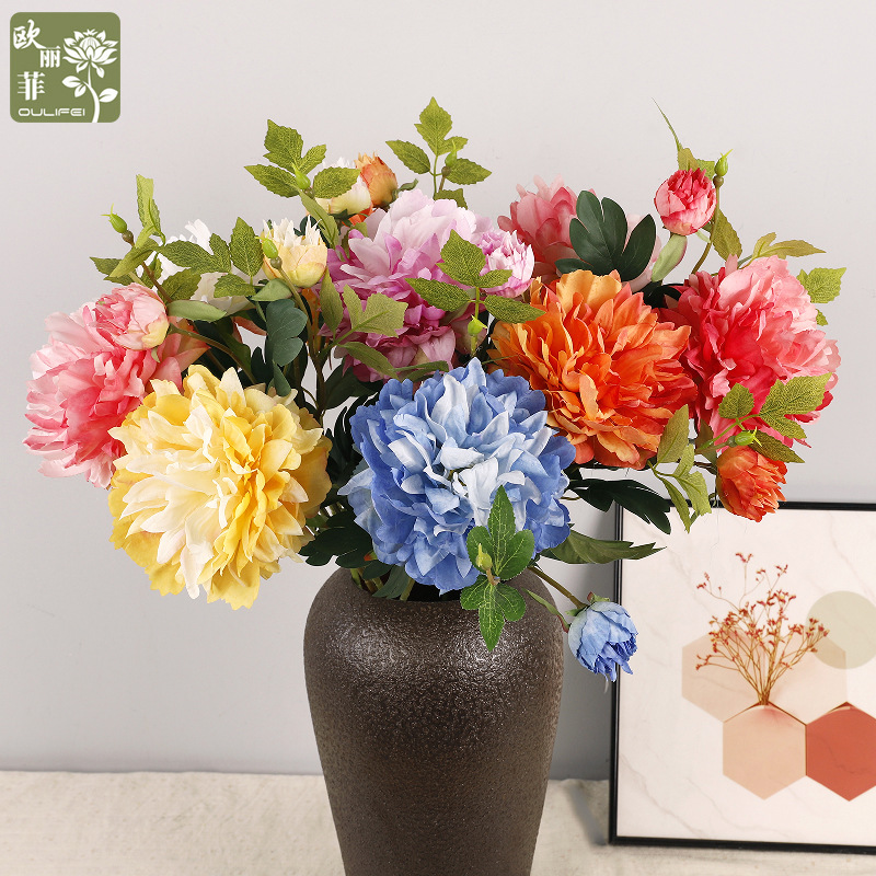 Han and Tang Wedding Flowers 2 Peony смоделировать букет в помещении для дома украшения западной розы фальшивые цветы западных пионов оптом