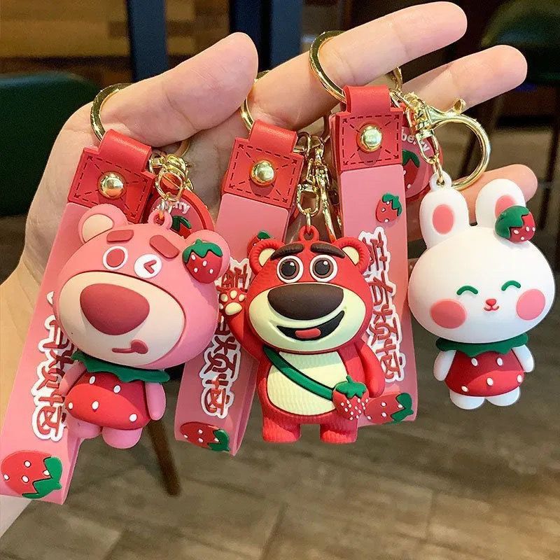 (Оптовые продажи), мультяшная клубника, милый брелок, кукла, подвеска из мягкой резины из ПВХ для ключей с застежкой