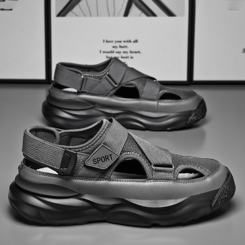 Тапочки в стиле Crocs, мужские босоножки, спортивные пляжные мюли, коллекция 2025 года, закрытый носок