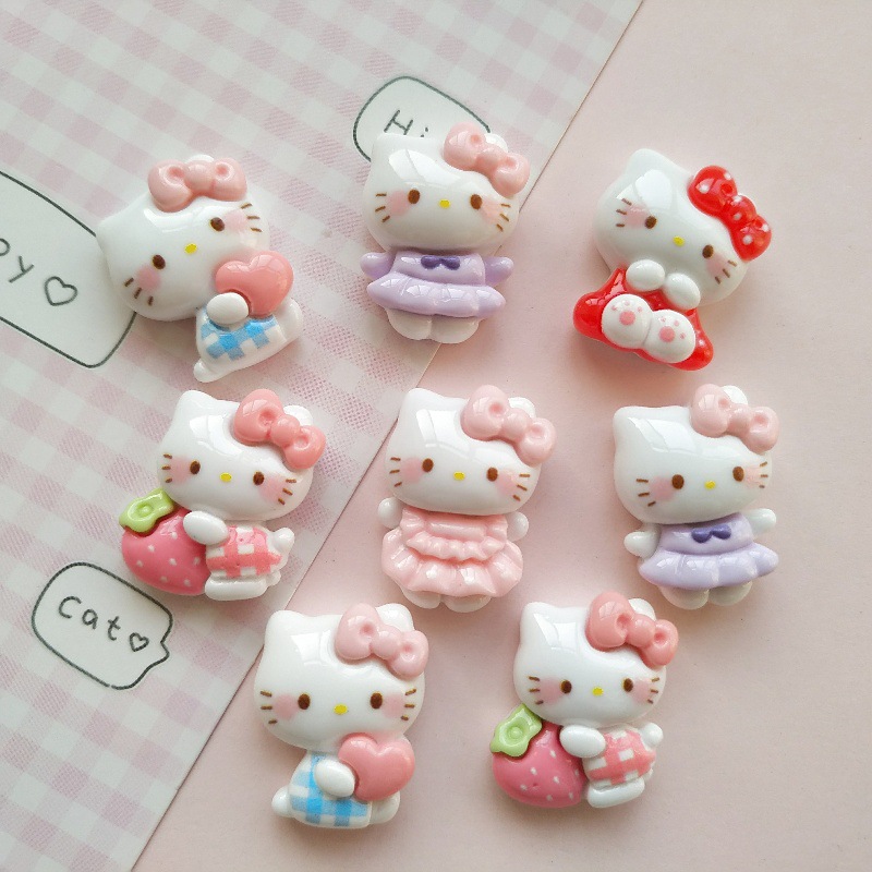 Hello kitty, мультяшный аксессуар, аксессуары ручной работы, ручка, кремовый чехол для телефона, заколка для волос со стаканом, DIY