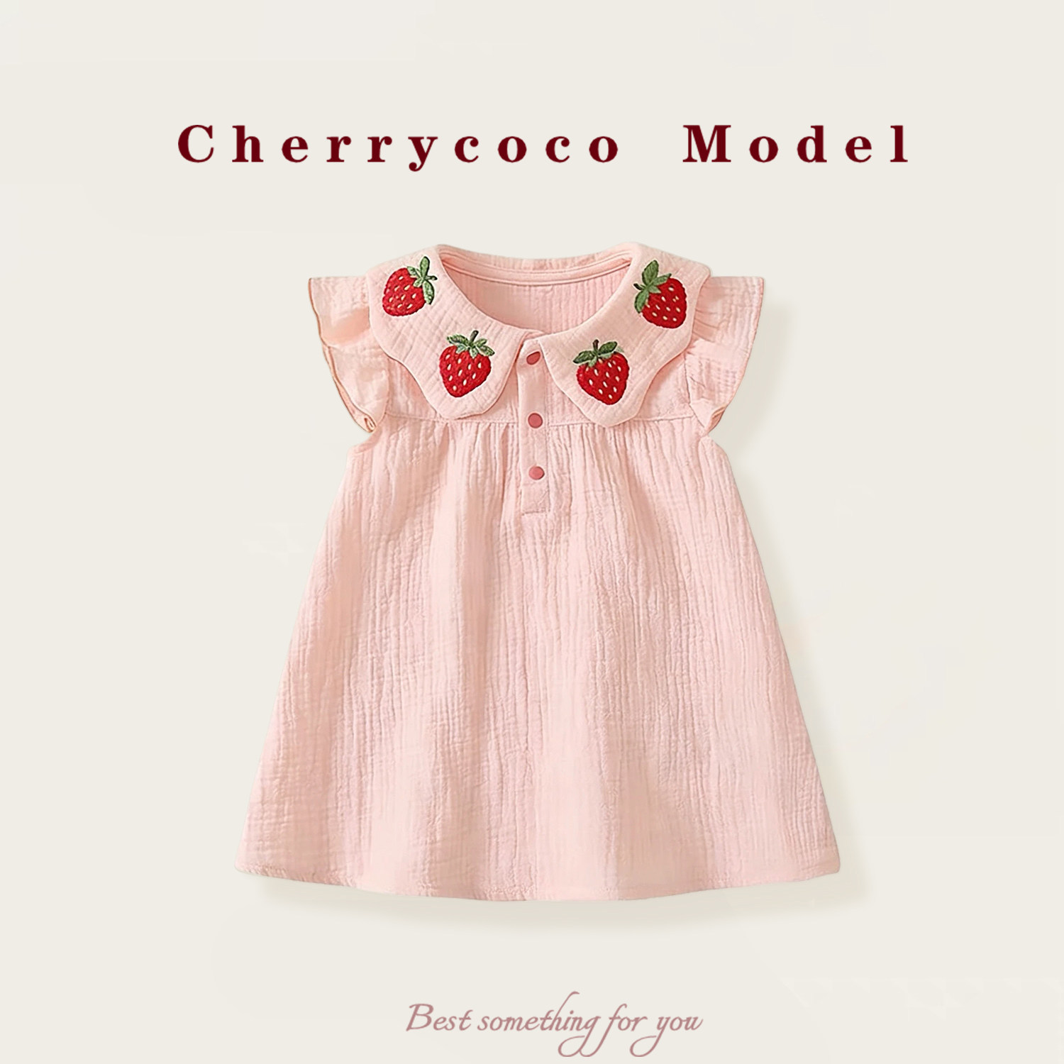 CHERRYCOCO Летнее платье, юбка, клубника для девочек, мягкий наряд маленькой принцессы, с вышивкой