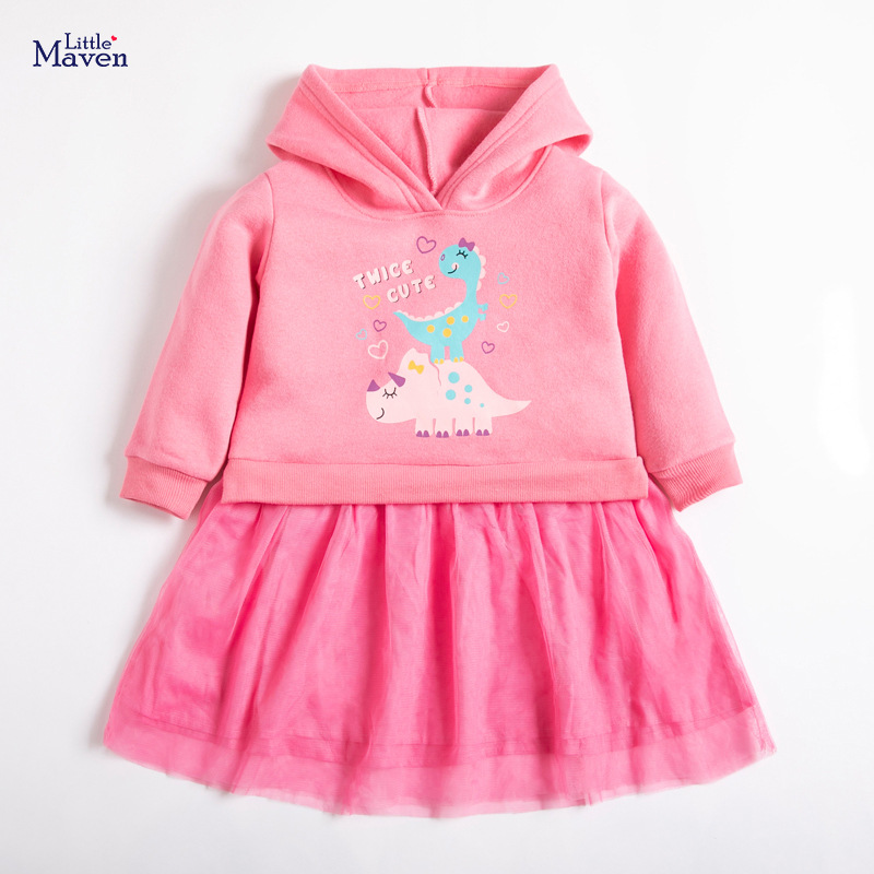 Little maven Зимний детский лонгслив, утепленное детское платье для отдыха, европейский стиль