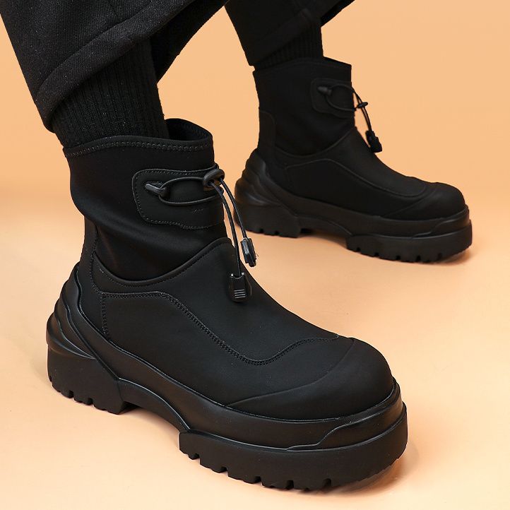Martens, универсальные модные челси на платформе в английском стиле, крупный округлый носок, из натуральной кожи, увеличивают рост