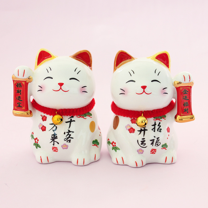 Золотой слиток Lucky Cat, маленькие украшения, керамические украшения для открытия, подарок для кассы, вход в дом, гостиная, украшение для рабочего стола