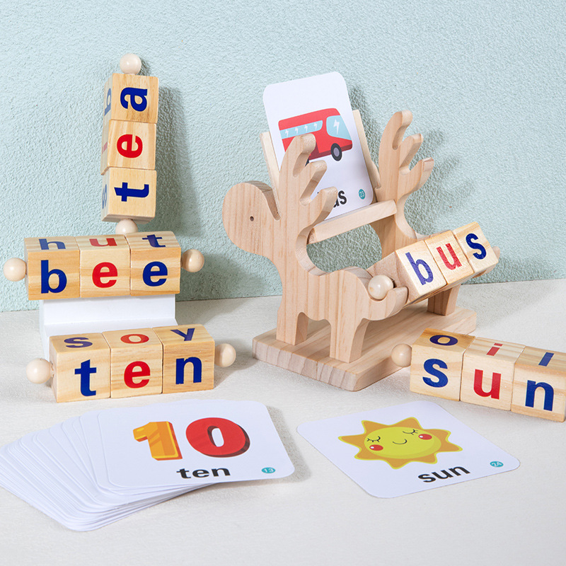 Cross -Bordder CPC Fun Word Game Group Breakthrough Voice Alphabet Соответствует детским ранним ранним ранним интеллектуальным деревянным игрушкам