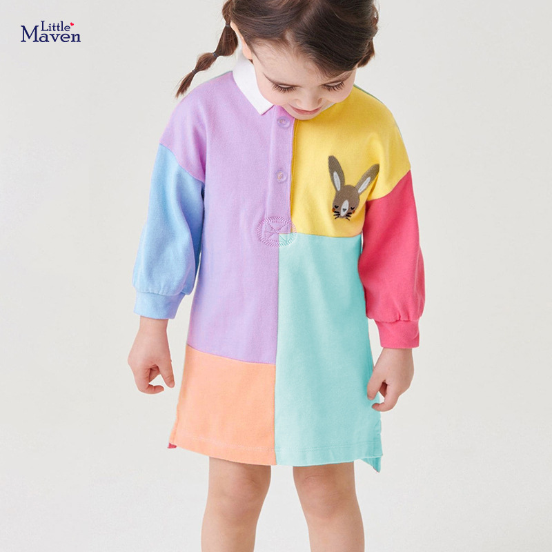 Little maven Осеннее детское хлопковое платье для девочек, европейский стиль