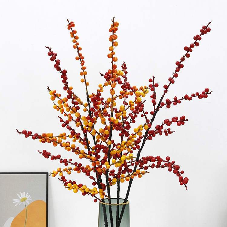 玫蕊 Праздничная симуляция Holly Red Fruits, домашний интерьер, новогодние украшения для оформления ведра, красная смородина