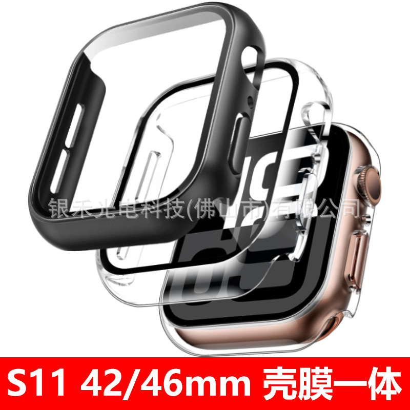 Подходит для iwatch11/9, защитный чехол для часов ПК, жесткий корпус, закаленная пленка, встроенный защитный чехол 6, чехол для Apple Watch