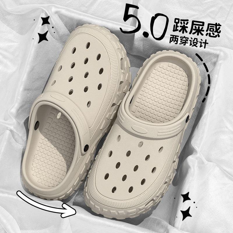 Модные нескользящие износостойкие тапочки в стиле Crocs, повседневные пляжные мюли на платформе, подходят для носки на улице