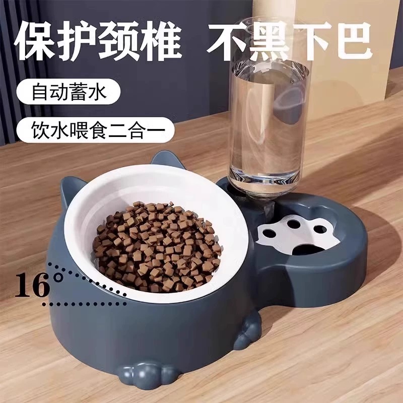 Защита от Slip Neck Cat Bowl 304 из нержавеющей стали/керамики Pet Cat Double Bowl Автоматическое устройство питьевой воды.
