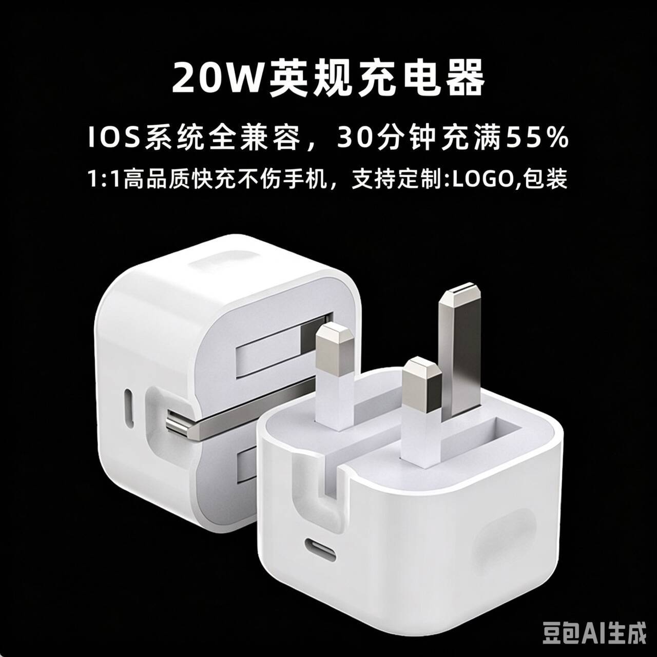 PD20W Складной адаптер британского стандарта Зарядное устройство Apple PD 20 Вт подходит для головки быстрой зарядки iPhone
