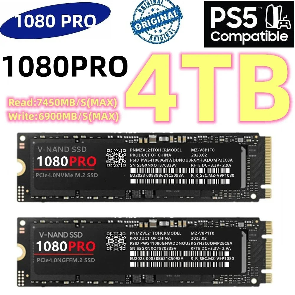 1080PRO 4TB 2TB 1TB 1TB Оригинальный SSD M2 2280 PCIE 4.0 NVME SSD SOLID -Штатный жесткий диск