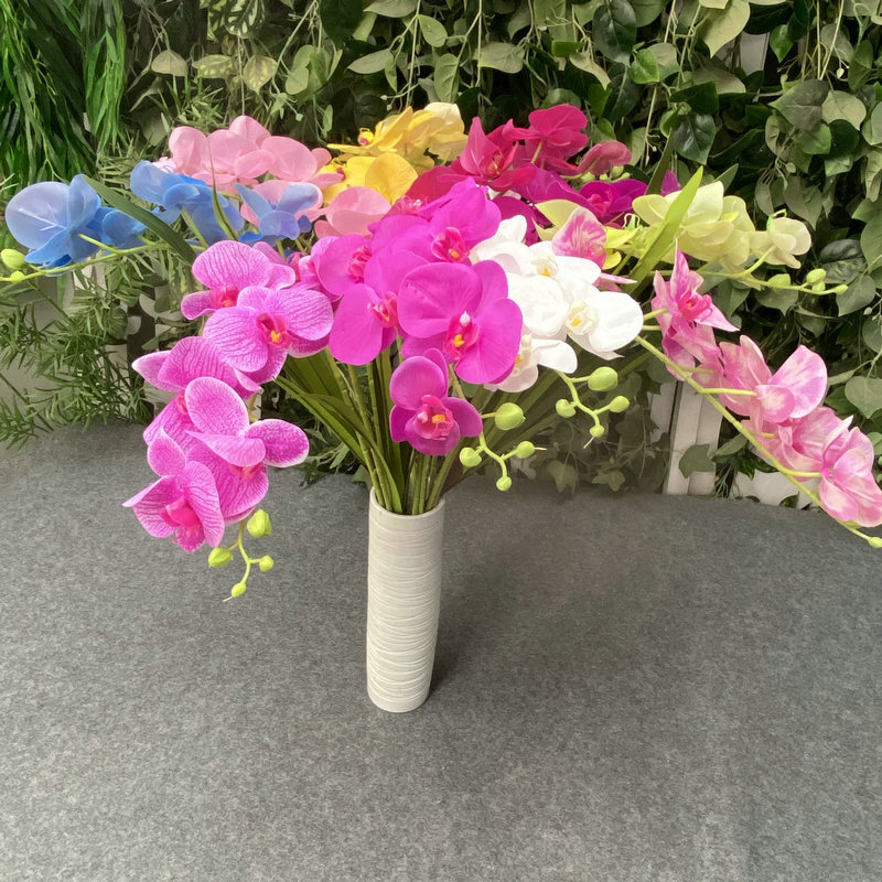 Новый сингл только 9 Phalaenopsis 7 голова чувствует симуляцию жевательной резинки и поддельные цветы, Phalaenopsis Home Wedding Decorative Flowers