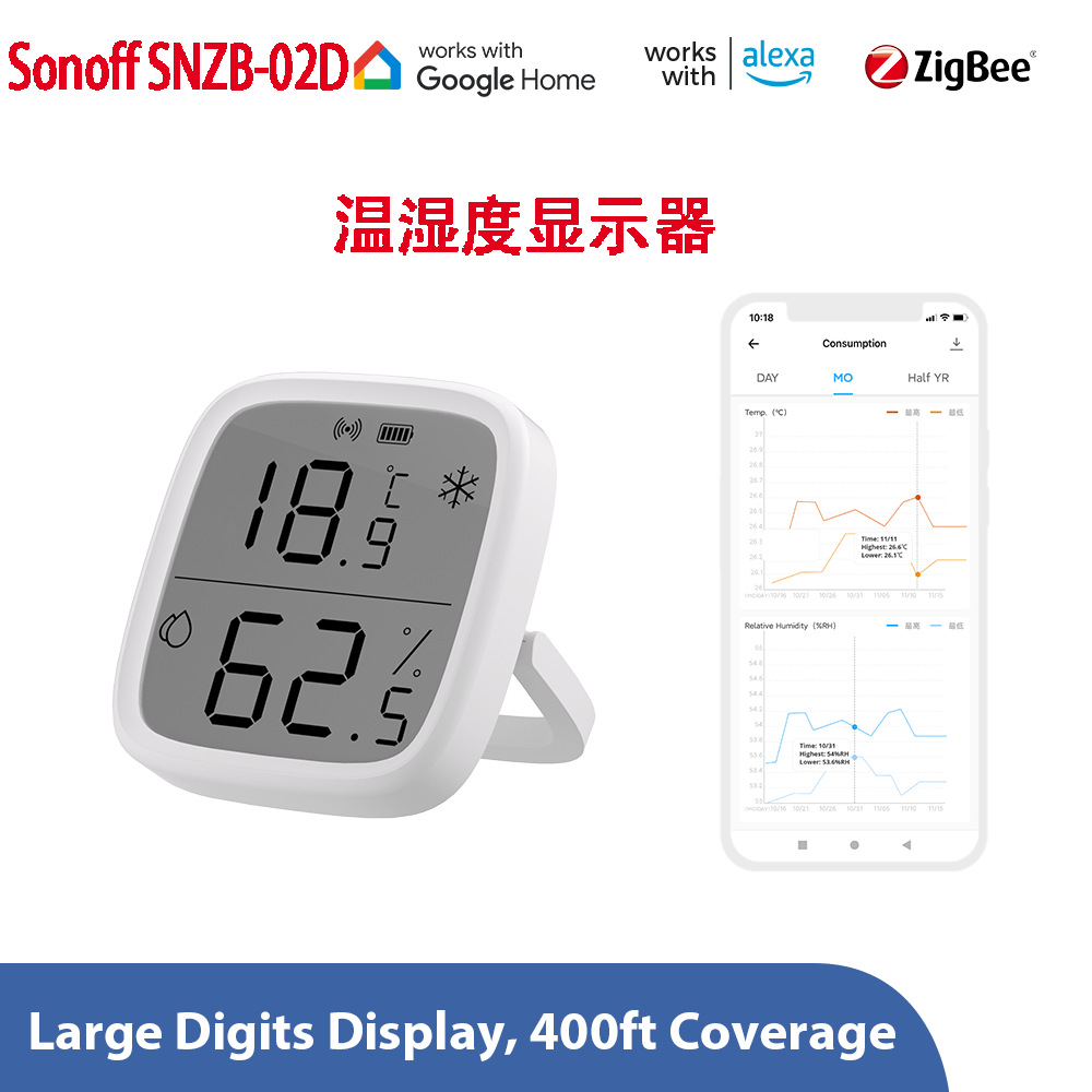 Sonoff snzb-02d Zigbee Smart Большой температура экрана и датчик влажности Умный дом.
