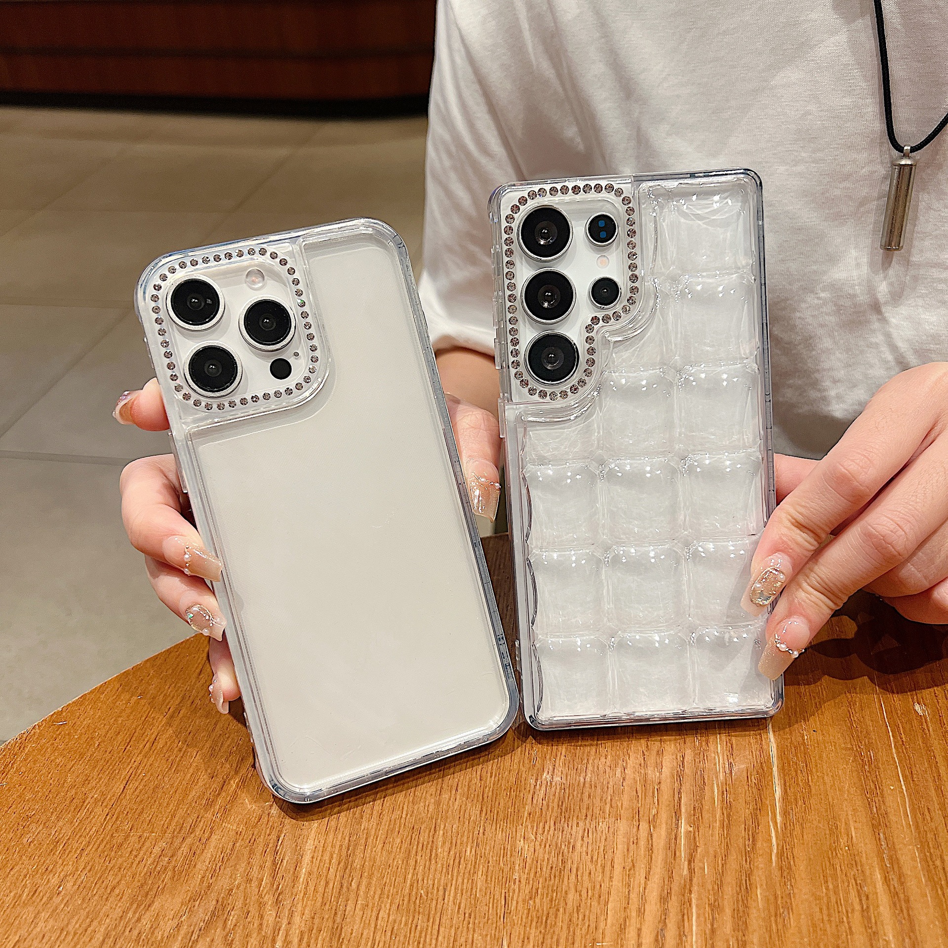 Apple, samsung, iPhone16, S26, совместимые кубики льда, чехол для телефона, объектив, S25, S24, инкрустировано бриллиантами