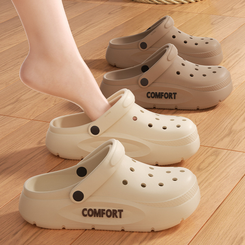 Тапочки в стиле Crocs, летние пляжные нескользящие мюли на платформе, подходят для носки на улице, лето 2026 года, можно носить двумя способами