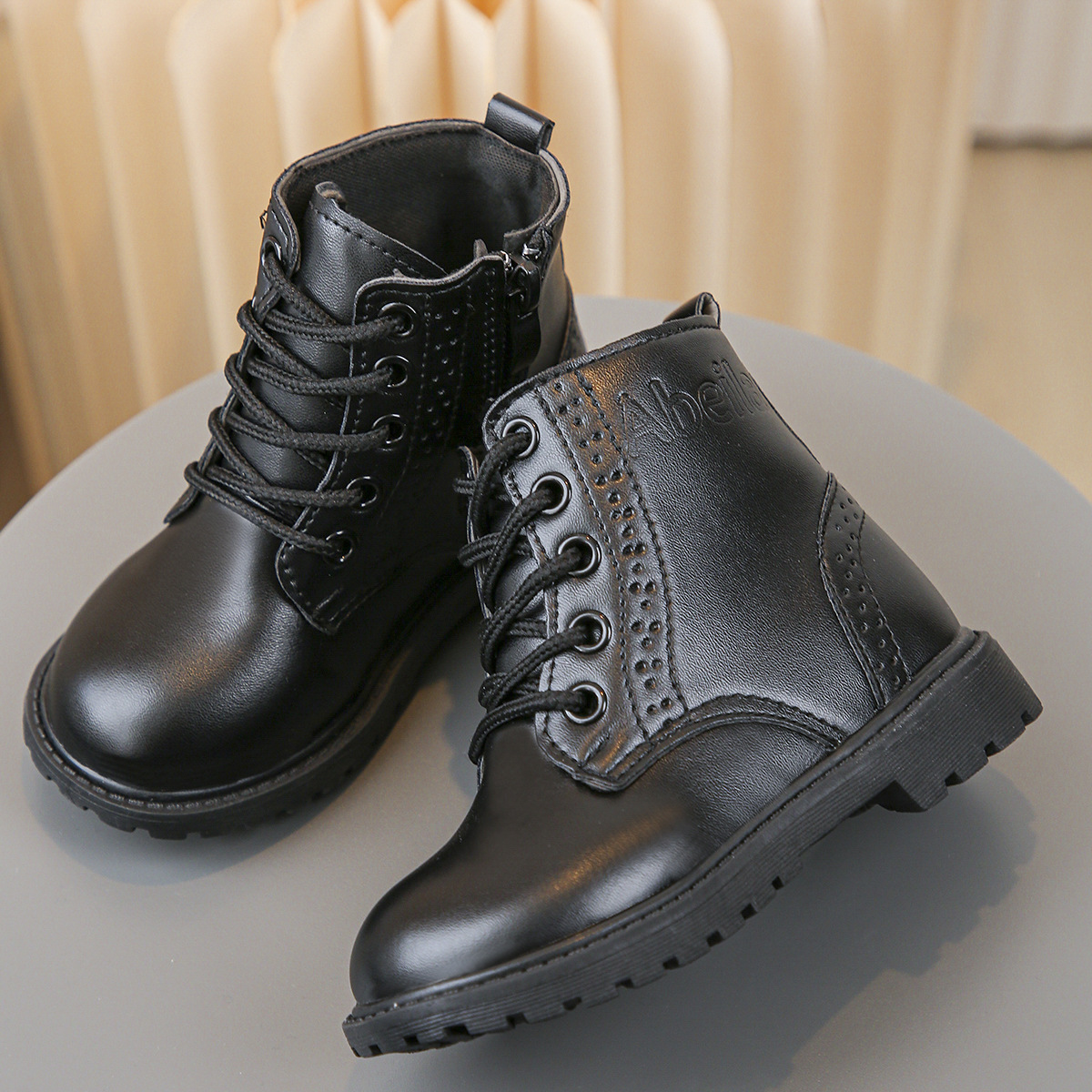 Martens, осенние мягкие нескользящие повседневные детские короткие сапоги для мальчиков с молнией, подходят для весны и осени, мягкая подошва, в корейском стиле