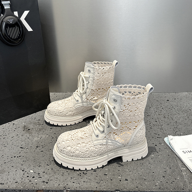 Martens, плетеные летние дышащие модные короткие сапоги на платформе, универсальные летние ботинки, коллекция 2026 года