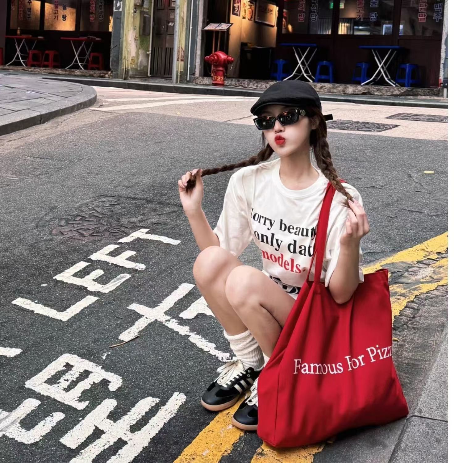 Модная красная сумка на одно плечо, вместительный и большой шоппер
