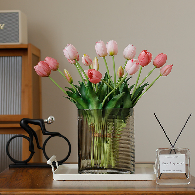 Мягкий клей 5 ветви Tulip Home Desktop Decorative Wedding Bride Bouquet