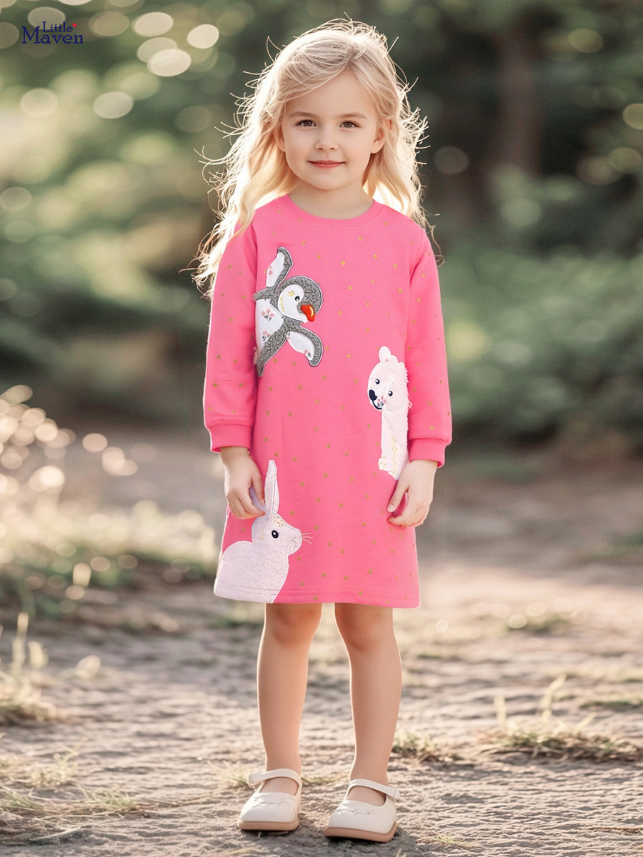 Little maven (Трансграничная торговля), (Оптовые продажи), осеннее милое детское платье, европейский стиль