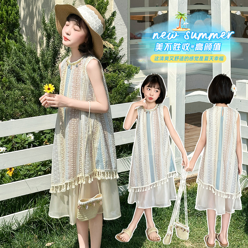 Детская юбка 2025 Летнее новое праздничное стиль Tassel Girl