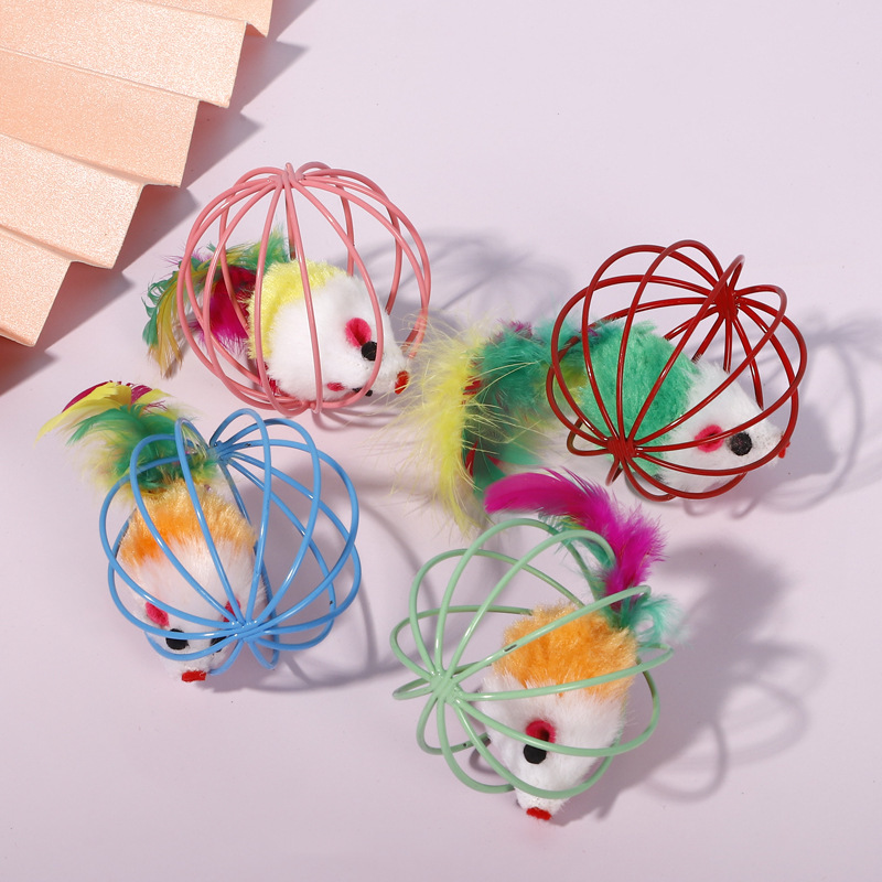 Cross -Bordder Classic Toy Toy Mouse Pream Feather Tail Leanse Leanser Cage Cage Color Lacquer Iron Cage Cage Cage Средняя крыса
