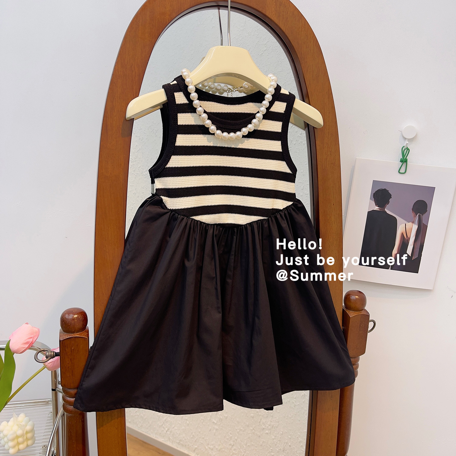 Летняя майка топ, платье, детская юбка без рукавов, в корейском стиле
