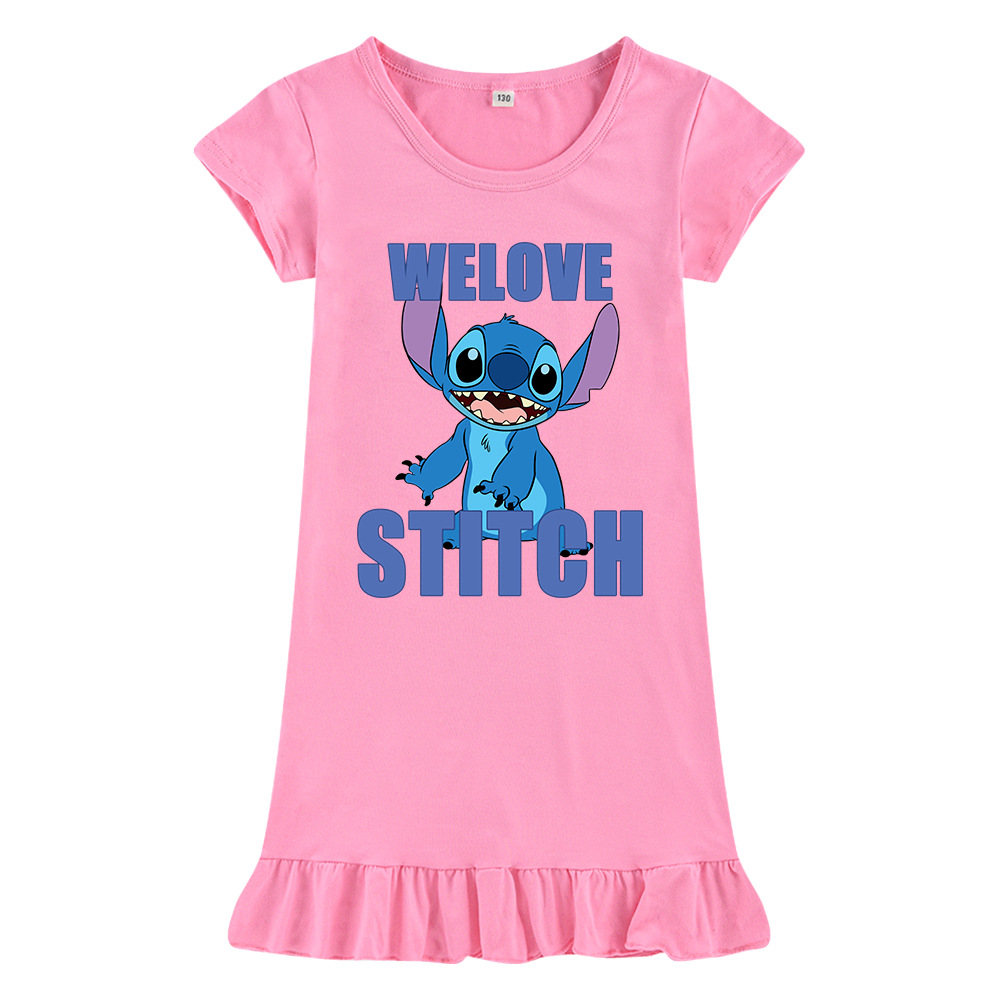 Stitch100CM-150CM платье для девочек ночная рубашка из ледяного шелка M429