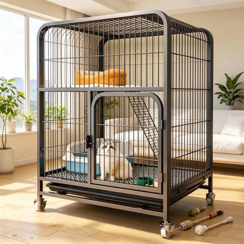 Кошка Cage Cat Villa Home Room с туалетом, интегрированным большим масштабным свободным пространством, два -слоя кошачья гнездо кот дом кошачий дом