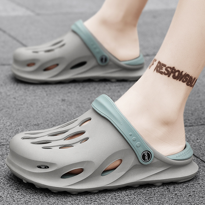 Ультрамягкие нескользящие тапочки в стиле Crocs, спортивные пляжные босоножки, подходят для носки на улице, антибактериальная пропитка, закрытый носок