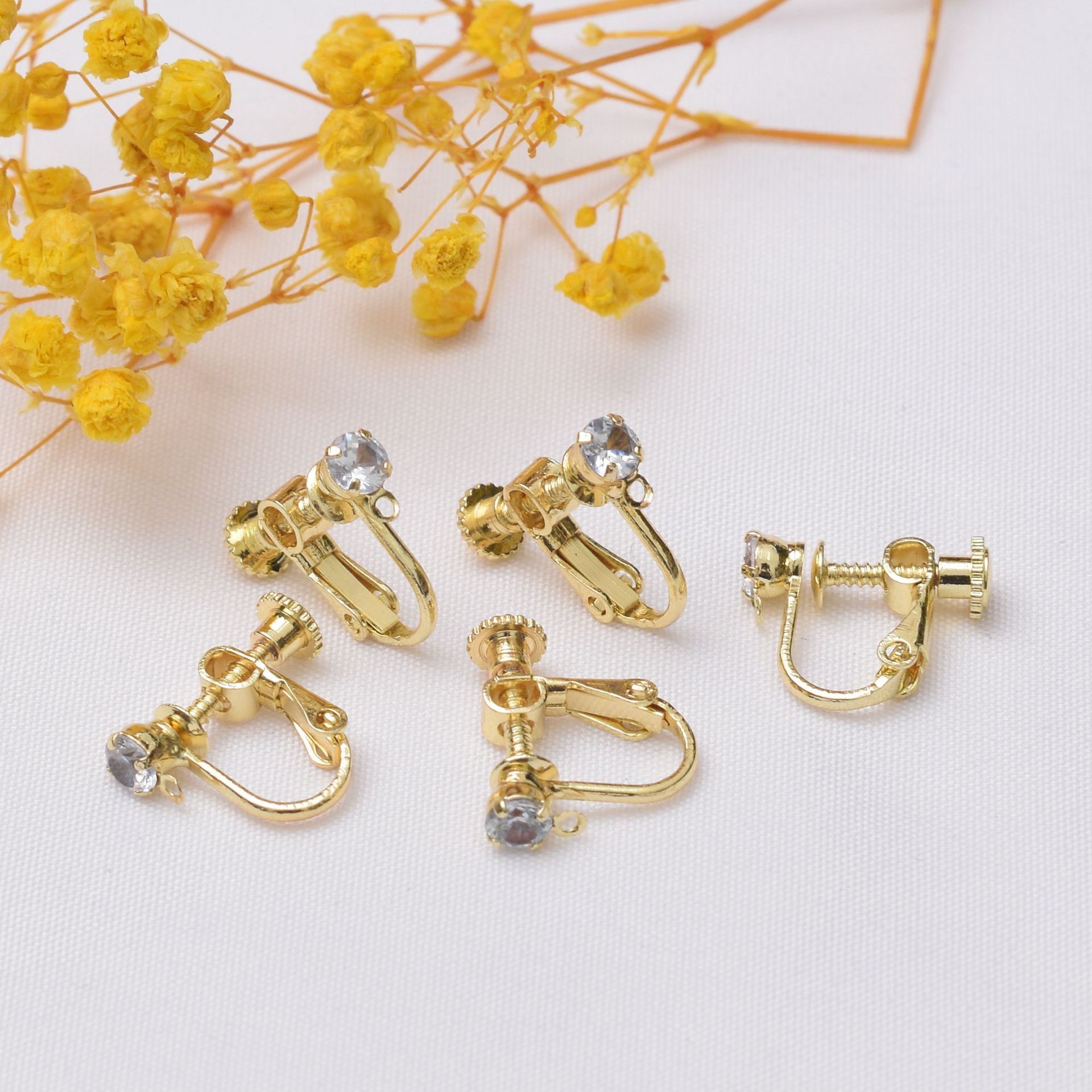 Серьги, клипсы, аксессуар с цирконом, без проколов ушей, 4мм, DIY