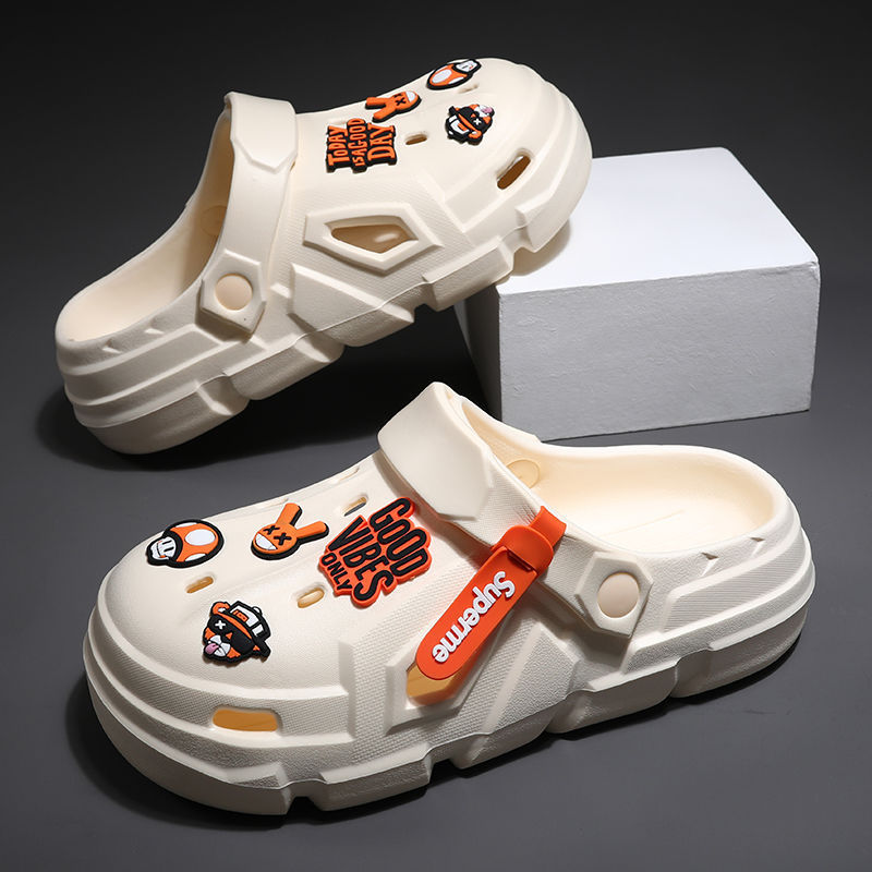 Летние тапочки в стиле Crocs, нескользящие износостойкие ультрамягкие пляжные босоножки на платформе, мужские мужские тапочки, подходят для носки на улице, для влюбленных