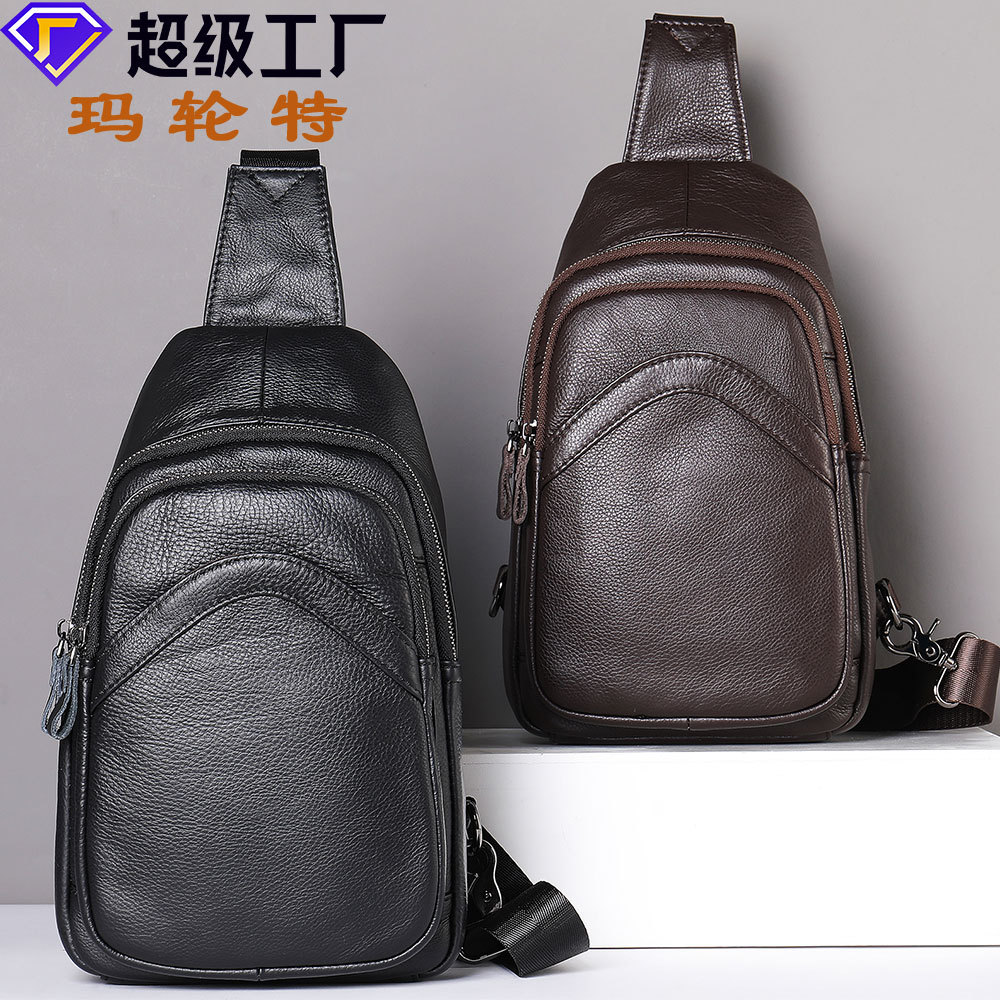 玛轮特 (Оптовые продажи), мужская нагрудная сумка, спортивная кожаная сумка на одно плечо для отдыха, из натуральной кожи